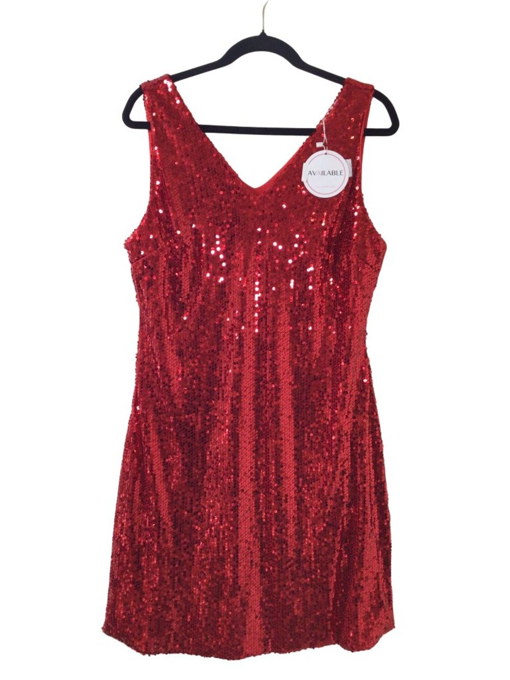 NWT Available Dress Women’s L Large Red Sequin Lined V-Neck Tank Sleeveless
